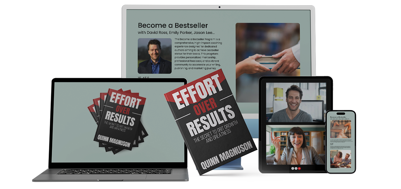 A collection of devices displaying ghostwriting project samples and a physical book titled 'Written For You'.